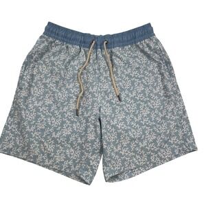 Fair Harbor Swim Trunks Mens Medium Blue Coral Print Elastic Waist Board Shorts